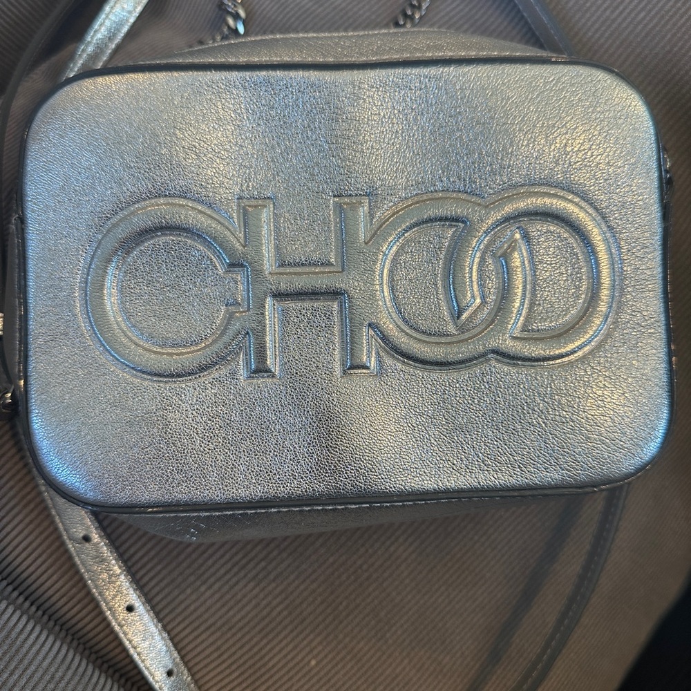 Jimmy Choo Silver Metallic Pouch